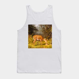 Deer and calf in nature. Colorful, vintage painting Tank Top